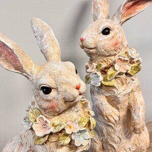 Valerie Parr Hill Set of Two Jeweled Garland Bunnies 14" - 16"